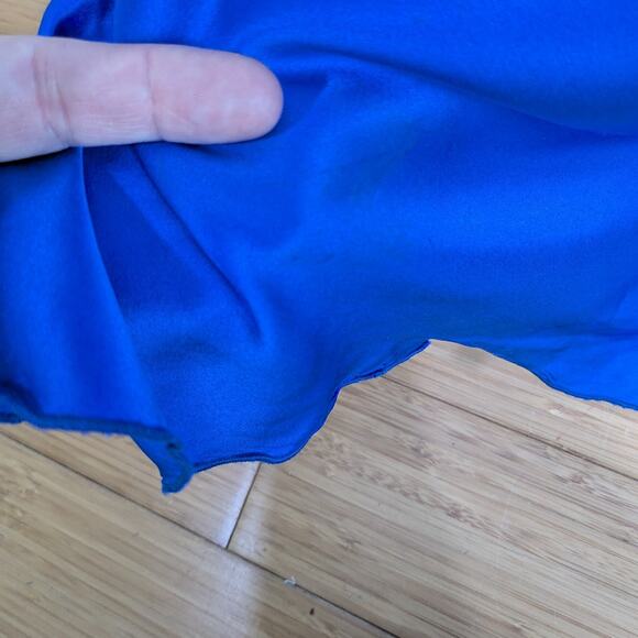 Vintage Cache Prom Dress Maxi Gown 4 Blue Y2K Silk Satin Movie Star Slip Glam - Picture 14 of 16